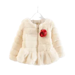 女の子　ホワイトファー　コート　ジャケット　ベビー服　キッズ服　バラ付　キュートのサムネイル