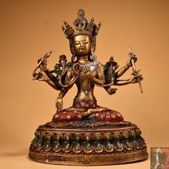 旧家蔵出 純銅製 緑ターラー像 仏像 縁起物 置物 アンティーク 骨董品