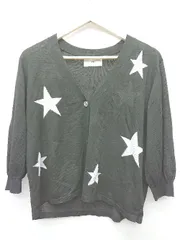 ◇ Θ　Φ Vin 星柄　Vネック　薄手 七分袖 ニット　カーディガン サイズF ブラック　グレー レディース P  【1408200034853】