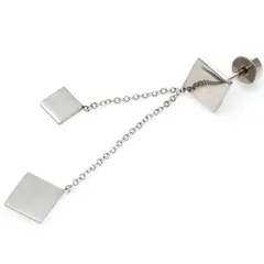 ボディピアス 耳ピアス ストレートバーベル チェーン(16G)(内径6mm)(四角)