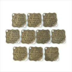 T-248X アンティーク チャーム【プレート】10個セット カン付き 英字 レター ストラップ ピアス イヤリング ハンドメイド アクセサリー パーツ