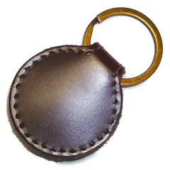 【在庫処分】QUICPay 電子マネー Edy コイン キーリング 本革 レディース レザー 革 2枚収納 日本製 500円玉 コインケース 丸型 (チョコ) かわいい キーホルダー [革工房サトウ]