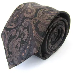 タカキュー ブランド ネクタイ 総柄 ペイズリー 幾何学模様 シルク PO  メンズ ブラック TAKA Q 【中古】