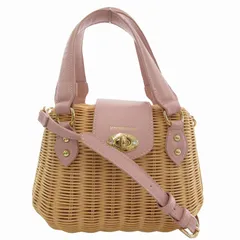 サマンサベガ Samantha Vega 美品 チェリーかごバッグ ハンド ショルダー 2WAY ロゴ金具 ビジュー ベージュ ピンク /FF