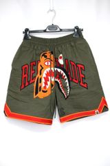 A BATHING APE 베이싱 에이프 ReadyMade 레이디메이드 콜라보 tiger shark basketball shorts 타이거 샤크 베이스볼 반바지 사이즈 2 육군 그린 [중고]