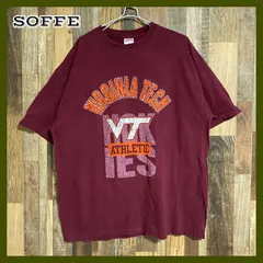 SOFFE メンズ ワインレッド アスレティック プリント XL 古着 半袖Tシャツ