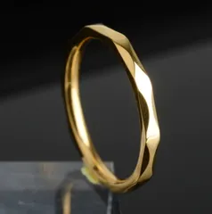 多面カット リング ゴールド 7号～19号  ２mm 指輪 ステンレス