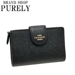 コーチ 財布 レディース COACH 折り財布 クロスグレイン レザー ミディアム コーナー ジップ ウォレット 6390 IMBLK ブラック 送料無料