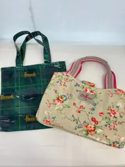 N 処分価格【ヴィンテージ】キャスキッドソン ミニバッグ Cath Kidston ハロッズ Harrods トートバッグ チェック 防水 ナイロン バッグ ミニバッグ お出かけ お買い物 小ぶり 可愛い 花柄 総柄
