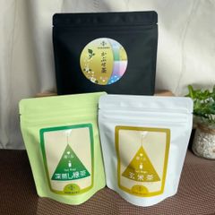かぶせ茶＆三角ティーバッグ10個入り３点セット(深蒸し茶、玄米茶)