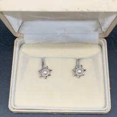 B336 テリ艶◎イヤリング 両耳 パール あこや本真珠 SILVER刻印 シルバー ケース社外 レディースアクセサリー パールイヤリング フラワーモチーフ 冠婚葬祭