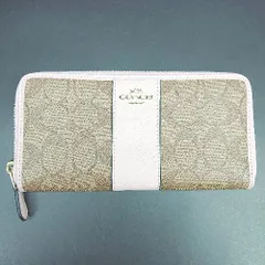 ◇ Θ COACH コーチ シグネチャー キレイめ 上品 長財布 ウォレット ピンク ベージュ系 レディース E  【1501230043113】