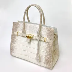 【本クロコダイルレザー 使用】高級クロコダイル ハンドバッグ（ヒマラヤ ）SY_CH_WH_001