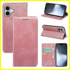 スタンド機能付き 5色(いphone16 マグネット ケース ケース 耐衝撃 ケース 財布型 カード収納 PUレザー 手帳型 手帳型) 手帳型 カバー 16 iPhone (ライトローズゴールド) 手帳型ケース いphone16 xzjhldv#
