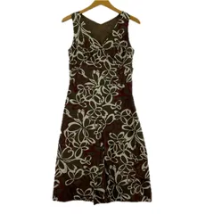 美品  BALLSEY ボールジー タグ付き 総柄 Vネックワンピース size38/ブラウン系