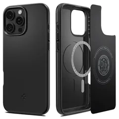 【17年社歴の技術力】Spigen iPhone 16 Pro ケース MagSafe対応 マグネット搭載 米軍MIL規格 マット 薄型 シン・フィット・マグフィット ACS08106 (ブラック) 1