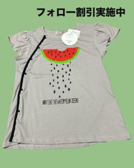 障がい児・障がい者洋服　半袖Ｔシャツ　前開きリメイク　160サイズスイカグレー