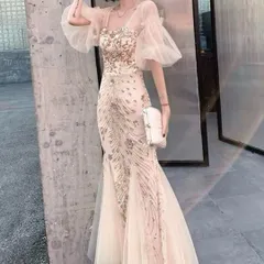 シフォン マーメイドイブニングドレス?.?