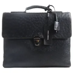 未使用品●DOLCE＆CABBANA ドルチェ&amp;ガッバーナ オーストリッチレザー 二層式 ブリーフケース/ビジネスバッグ ブラック 伊製 鍵付きのサムネイル