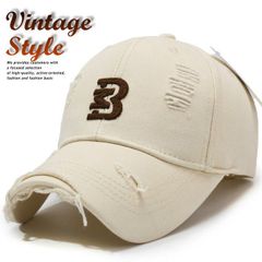 【ダメージ加工がCOOL】帽子 キャップ Vintage メンズ レディース くすみカラー こなれ感 深め しっかり素材 7986695 (ホワイト)