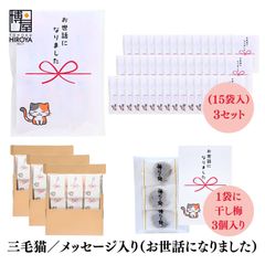 博屋 大量 退職 お礼 個包装 お返し 三毛猫「 プチギフト お世話になりました 」ほし梅３包入 x 45パック 挨拶回り 粗品