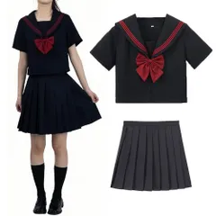 新品 [Limspace] セーラー服 本格制服 コスプレ JK 女子高生 コスプレ 制服 ホワイト 長袖と半袖の2種類 セーラー服 スカート 蝶結び 3点セット JKコスプレ スカート スクールスカート プリーツスカート JK ボウタイ クラスの服 関西襟