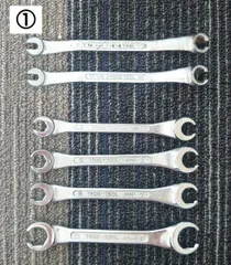 TONE フレアナットレンチ4本、KTC ブレーキパイプ用メガネレンチ2本セット①（中古品）