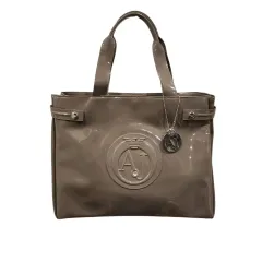 Giorgio Armani(ジョルジオアルマーニ) ジン グレー エナメル トートバッグ ／ アルマーニジン ショッパーバッグ バッグ
