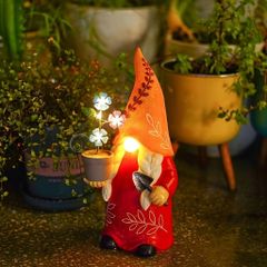 ソーラーライト ガーデンライト ガーデンオーナメント 鉢植えを持っている小人 庭オブジェ 置物 癒しグッズ ガーデニング お庭 玄関ライト
