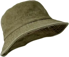 Laquest バケハ 大きいサイズ メンズ レディース バケットハット 色落ち コットン あご紐付き(カーキ,  2XL)
