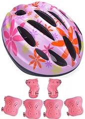 YRINA （ユリーナ） 子供用 ヘルメット 自転車 キッズ 軽量 サイズ調整可能 男の子 女の子 サイクリング 02レッドの花 Mサイズ(02レッドの花(Mサイズ),  Medium)のサムネイル