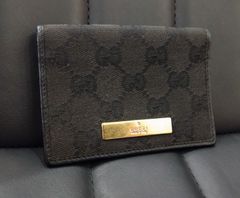 ★2053 GUCCI グッチ GGキャンバス パスケース カードケース 定期入れ ブラック ゴールド金具