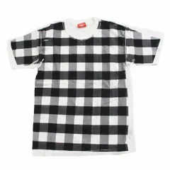 GOODENOUGH グッドイナフ チェック柄 転写プリント Tシャツ 半袖 ブラック ホワイト サイズXS メンズ 【中古】