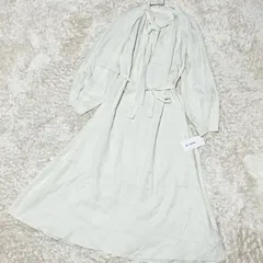 【未使用品】FRAY ID　タイネックキュプラコットンワンピース　0サイズ　ボウタイ　ラグランスリーブ　ウエストベルト　ボリューム袖