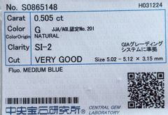 ★最安値保証★✨ 0.505ct,G,SI-2,VeryGoodダイヤモンド　ルース（裸石）【中央宝石研究所ソーティング】