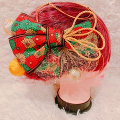 畳縁リボン☆お祭り髪飾り☆リボン☆成人式髪飾り☆結婚式髪飾り☆卒業式髪飾り☆白無垢ヘア☆袴☆夏祭り☆組紐☆