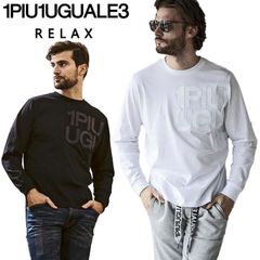 1PIU1UGUALE3 RELAX フェイクレザーロゴロングTシャツ UST-24080 ホワイト SN10 ブラック SN90 M L XL XXL メンズ ウノピュー 24AW