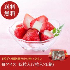 送料無料 イチゴアイス 42粒入り(7粒×6箱入) 冷凍 苺アイス 業務用 まとめ買い 箱買い デザート 7004208102