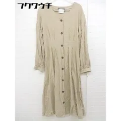 ◇ w closet ダブルクローゼット リネン混 長袖 膝下丈 ワンピース サイズF ベージュ レディース 【中古】 【1105130008267】のサムネイル