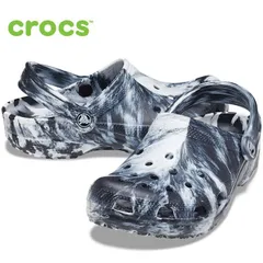 クロックス サンダル メンズ レディース クラシック マーブル クロッグ CROCS CLASSIC MARBLED CLOG 206867 ホワイト ブラック シューズ 軽量