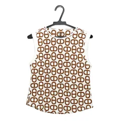 【名東】エルメス ノースリーブ Tシャツ シェールダンクル ホワイト ブラウン 38サイズ レディース 女 服のサムネイル
