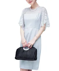 [グリーンパキラ] 在庫限り キレイめ 花柄 ワンピース レースドレス 可愛い パーティードレス 半袖 膝上 春 夏 秋 フォーマル 高見え 20代 30代 40代 (L, グレー) [グレー] [L]