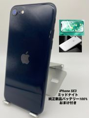 ★美品★iPhone SE 第3世代 128GB ミッドナイト/海外版シムフリー/純正新品バッテリー100%/新品おまけ付き　SE3-213