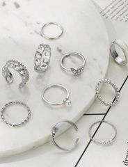 C/ 10点セット 指輪 リング シルバーアクセサリー 韓国 プチプラ シルバー ホワイト 蝶 バタフライ