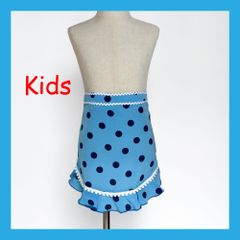 キッズ・水色×青ドットエプロン(ce-90)／子供用・フラメンコ・ダンス・ベリーダンス・舞台衣装小物・シージョ・ヒップスカーフ