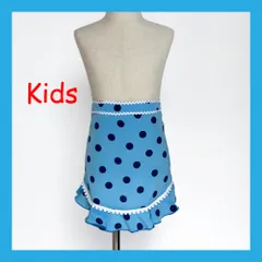 キッズ・水色×青ドットエプロン(ce-90)／子供用・フラメンコ・ダンス・ベリーダンス・舞台衣装小物・シージョ・ヒップスカーフ