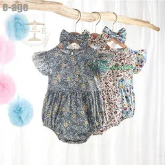 ロンパース 夏 女の子 半袖 60 70 かわいい リボン付き おしゃれ 80 90 花柄 ヘアバンド ベビー服  vii4v669998