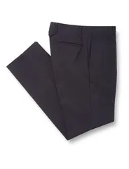 W82 / L76_ネイビー [シトラスヒルズ] 裾上げ済ストレッチ無地ノータックスラックス (ウエスト82（股下76）, ネイビー)