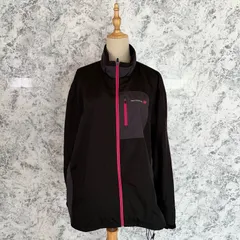 美品　New Balance　ニューバランス　ジャンパー　ブルゾン　ハイネック　長袖　無地　裏起毛　薄手　春　秋　冬【size 3L】　ブラック　黒　ピンク　桃