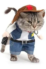 新品 ペットパレット 犬 猫 コスプレ ハロウィン ペット 服 変装 仮装 小型犬 中型犬 大型犬 2足歩行 (カウボーイ XL)のサムネイル
